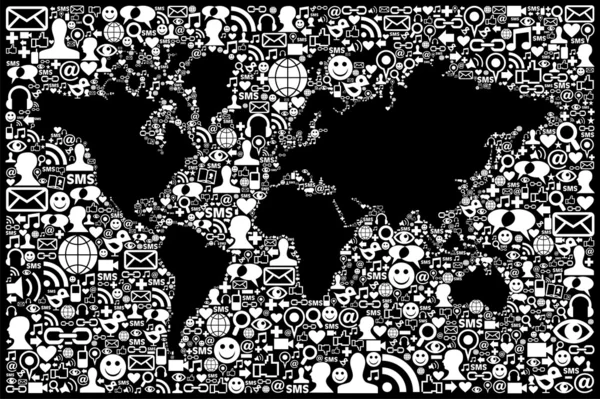 社会的なメディア ネットワーク アイコン地球地図 — ストックベクタ