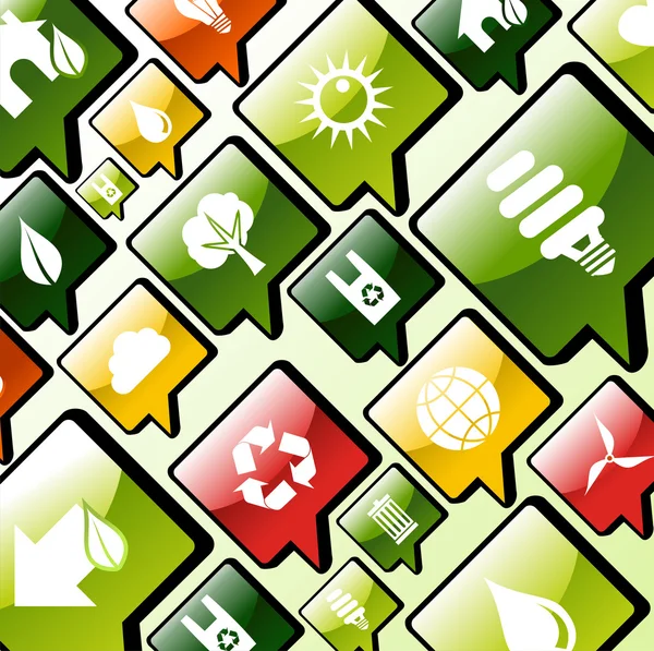 Green environment apps icons background — Stock Vector