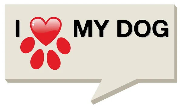 I love my dog with paw heart — Stock Vector