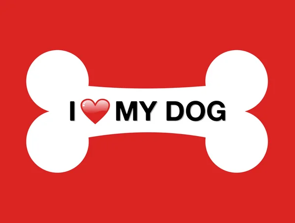 Amo il mio cane cartone animato osso — Vettoriale Stock
