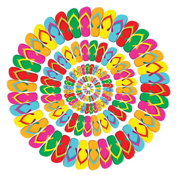 Zomer multicolor flip flops mandala — Stockvector