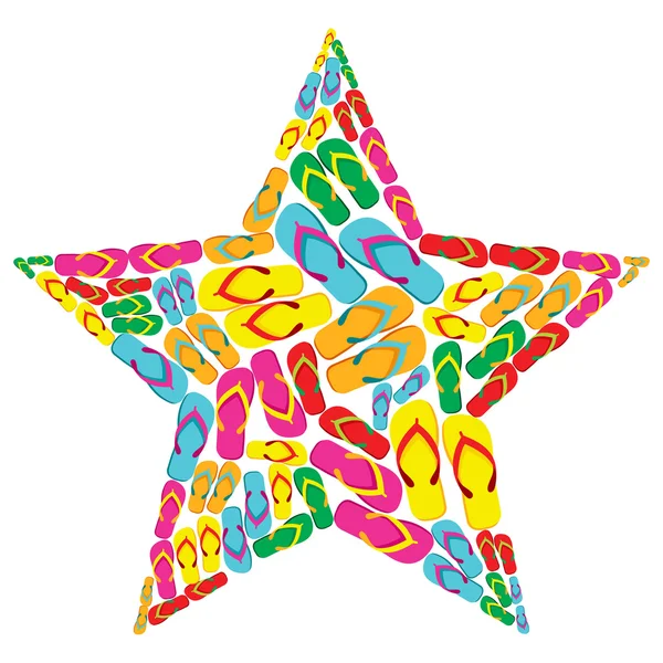 星の形で夏のフリップフ ロップ — ストックベクタ