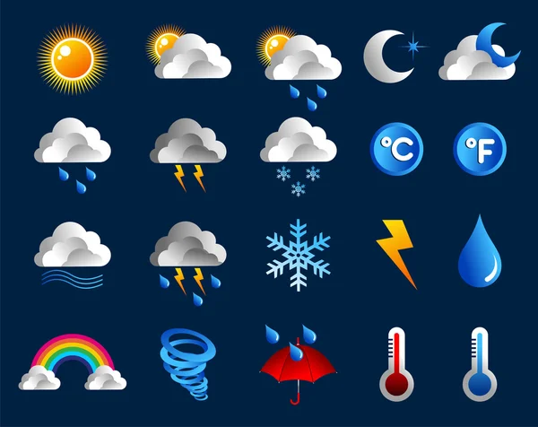 Conjunto de ícones meteorológicos — Vetor de Stock