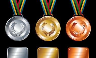 Gold, silver and bronze medals background clipart