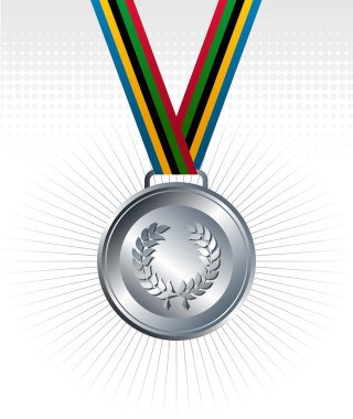 Silver medal with ribbons background clipart
