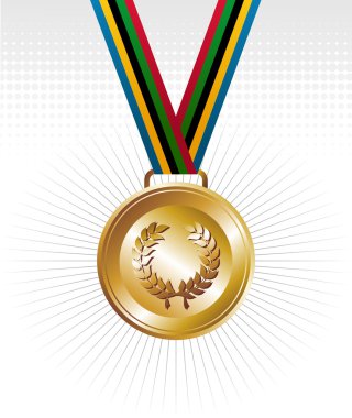 Gold medal with ribbons background clipart