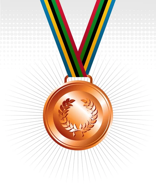 リボンの背景で銅メダル — ストックベクタ
