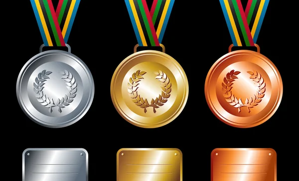 Goud, zilver en brons medailles achtergrond — Stockvector