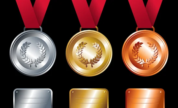 Vincitori sportivi: medaglie d'oro, d'argento e di bronzo — Vettoriale Stock