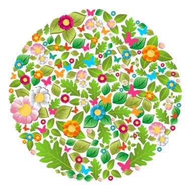 Floral spring and summer circle clipart