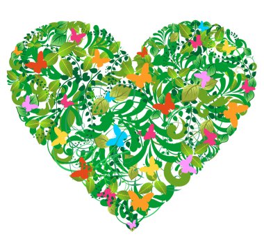 Green floral spring and summer love clipart