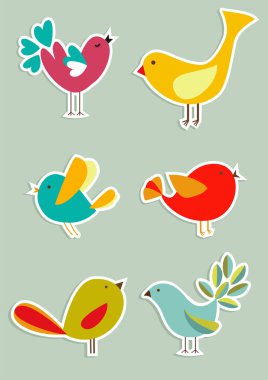 Social media birds set clipart