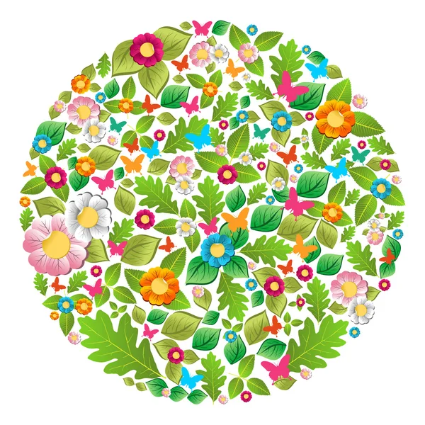Floral spring and summer circle — Stock Vector