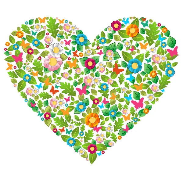 Vert floral printemps et été amour — Image vectorielle