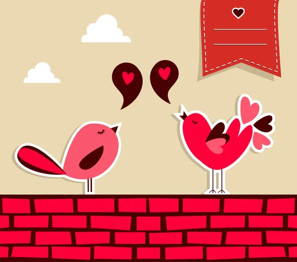 Fresco social media uccelli amore — Vettoriale Stock