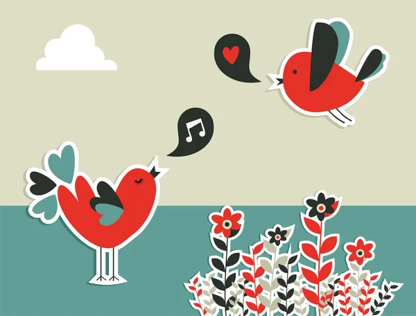 Comunicação fresca das aves das redes sociais — Vetor de Stock