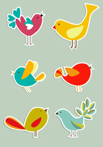 Ensemble d'oiseaux des médias sociaux — Image vectorielle