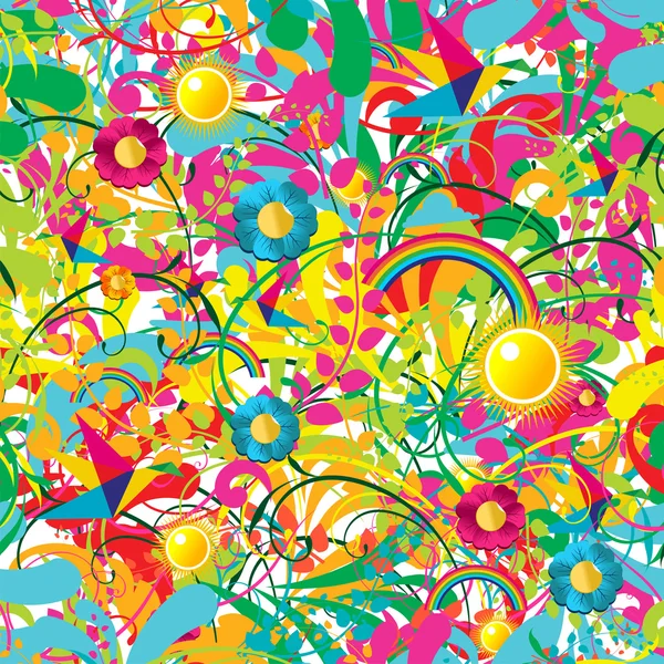 Vibrant floral summer pattern — Stock Vector