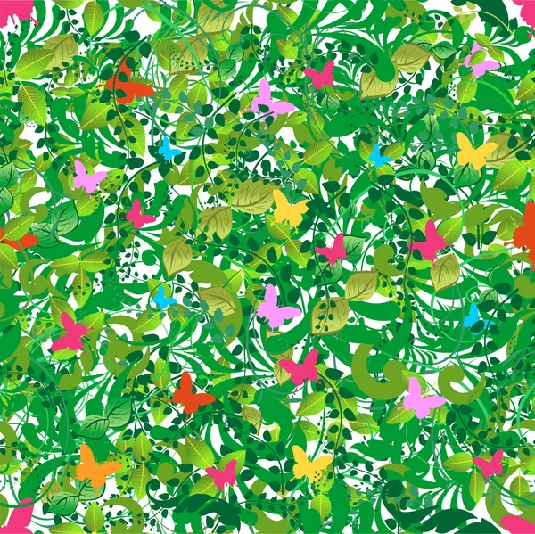 Primavera floral verde e padrão de verão — Vetor de Stock