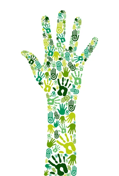 Ir manos colaborativas verdes — Vector de stock