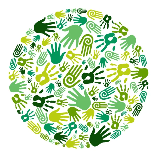 Vá mãos verdes círculo — Vetor de Stock