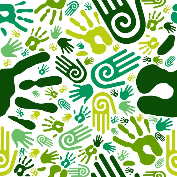 Ga groen handen naadloze patroon — Stockvector