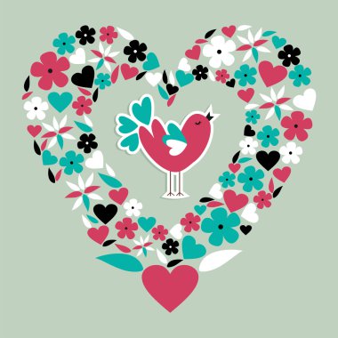 Cute social bird love clipart