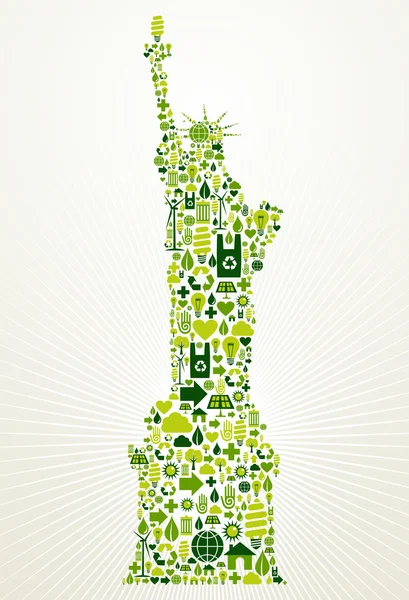뉴욕이 서 녹색 개념 그림 — 스톡 벡터