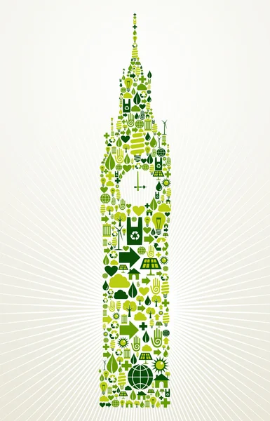 Londra go green concept illustrazione — Vettoriale Stock