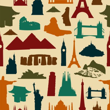 World landmark silhouettes pattern clipart