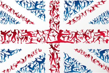 Sports silhouettes UK flag clipart
