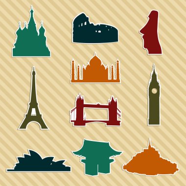 World landmark silhouettes set clipart