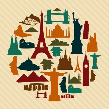 World landmark silhouettes set clipart