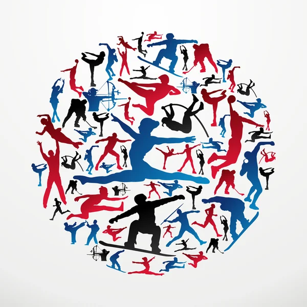 Sports silhouettes circle — Stock Vector