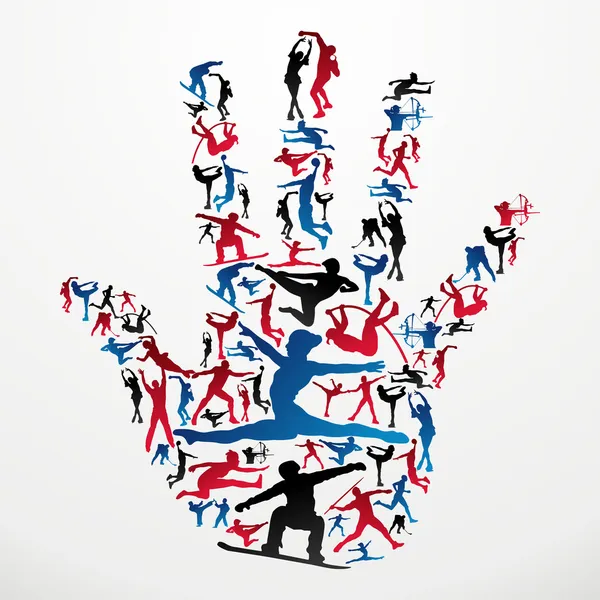 Sports silhouettes hand — Stock Vector
