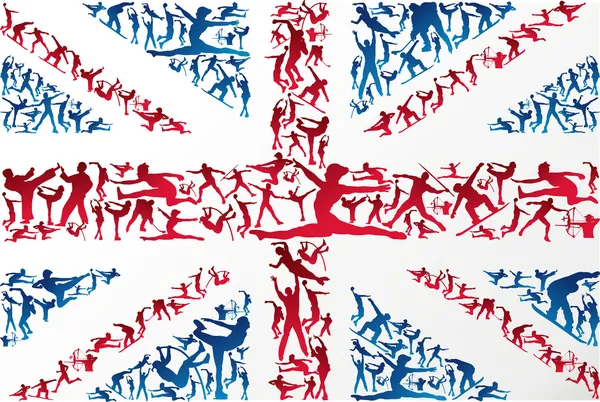 スポーツ シルエット英国旗 — ストックベクタ