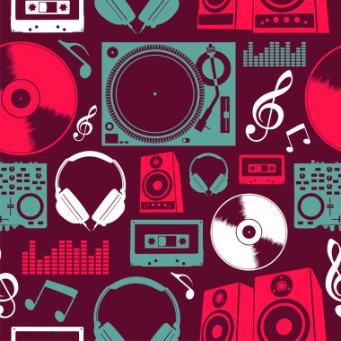 Music icons seamless pattern clipart