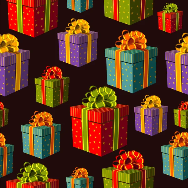 Colorido grupo de cajas de regalo patrón — Vector de stock