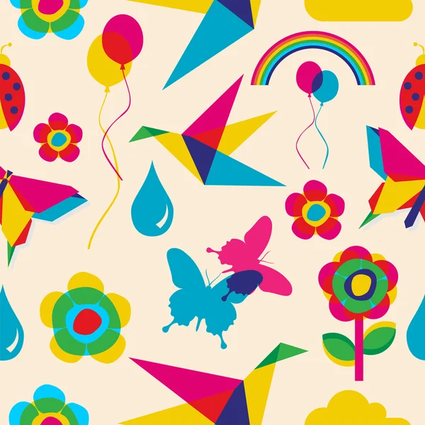 Kleurrijke zomer origami patroon — Stockvector