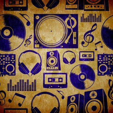 DJ müzik elementes vintage desen
