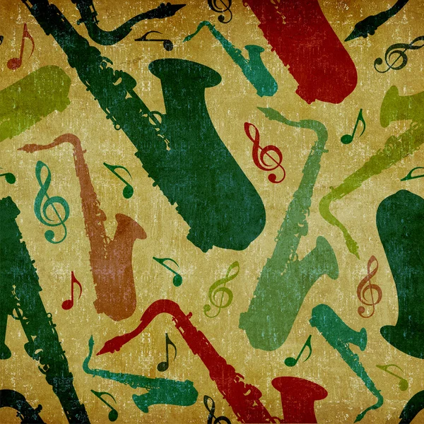 stock image Music instruments vintage seamless pattern