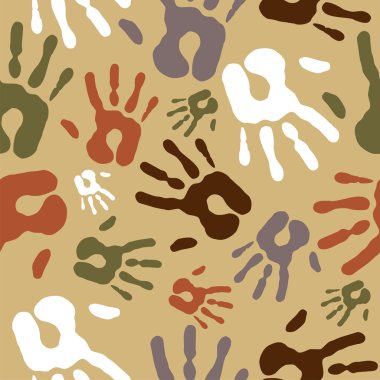 Diversity vintage hand prints pattern clipart