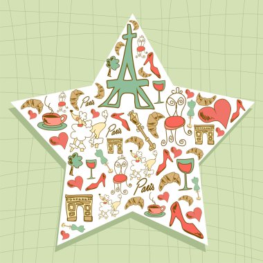 Travel Paris icon set star clipart