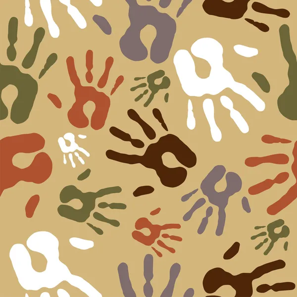 Diversity vintage hand prints pattern — Stock Vector