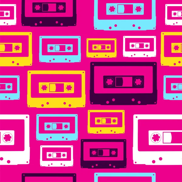 Pop patrón de cassette de audio — Vector de stock