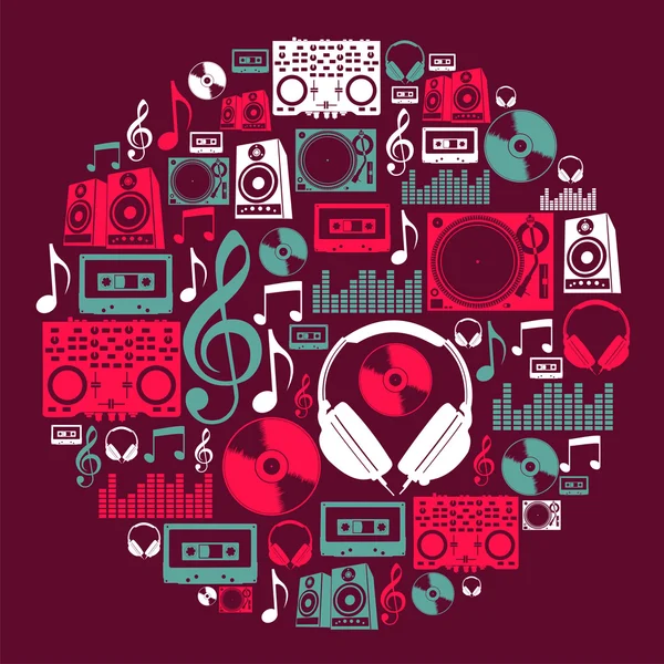 Dj Cercle des icônes de musique — Image vectorielle
