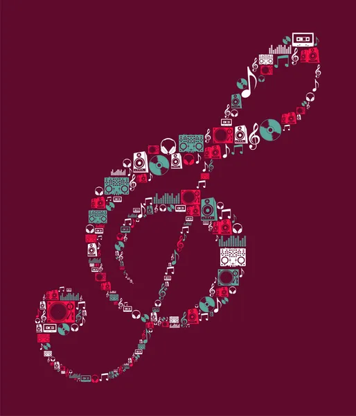 Dj icônes de musique treble clef — Image vectorielle