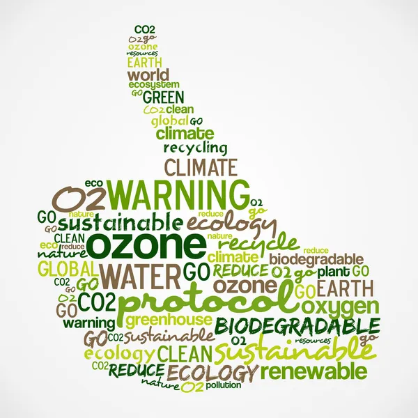 Πάνε σύννεφο πράσινο λέξεις για την οικολογία-χέρι — Διανυσματικό Αρχείο