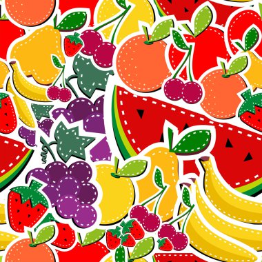 Sewing fruits seamless pattern clipart