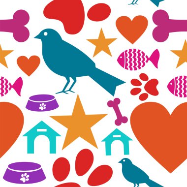 Love for pets icon seamless pattern clipart